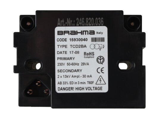 Brahma TCD2BA Ignition Transformer 15930040